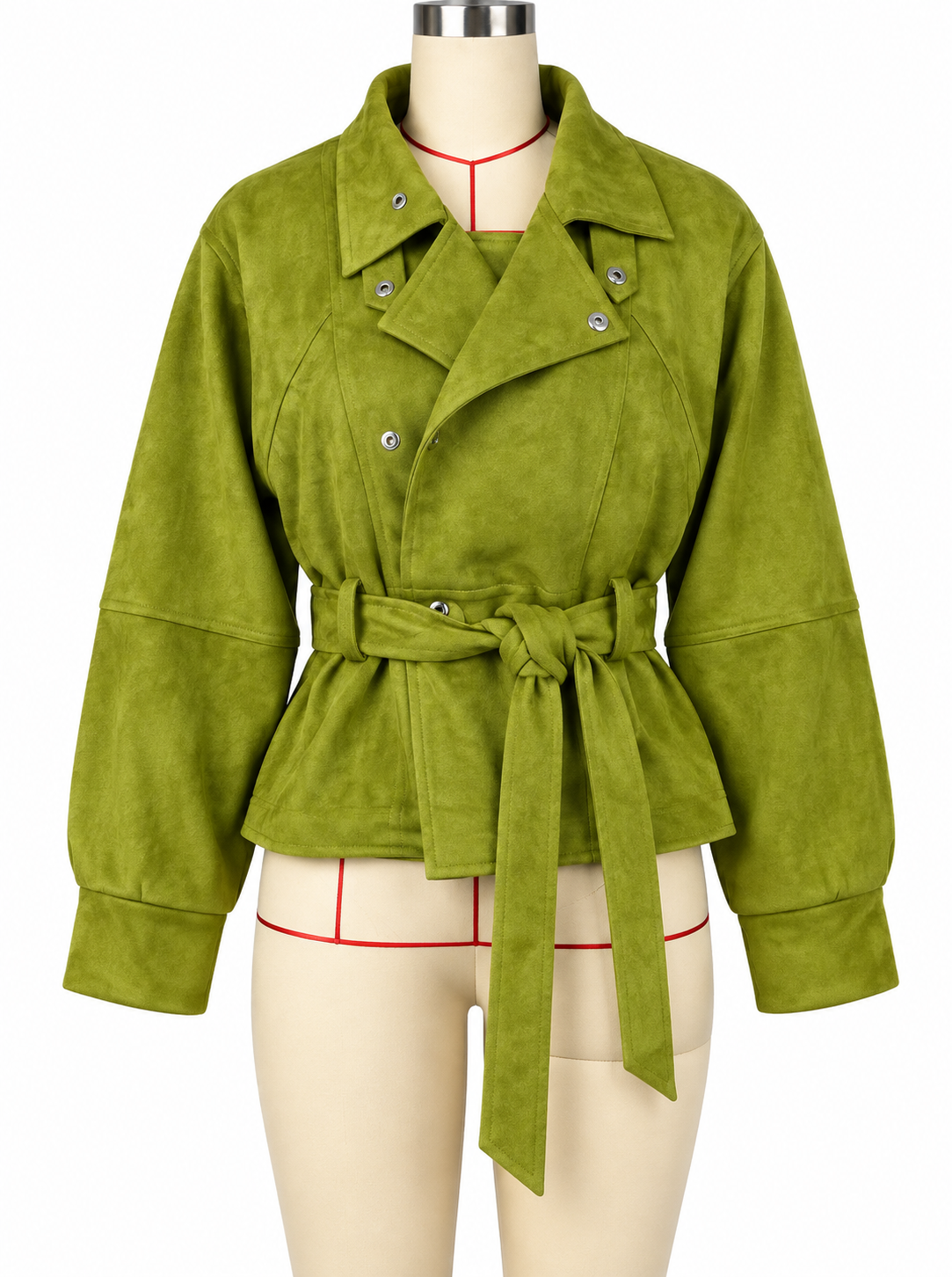 Tie Waist Long Sleeve Cropped Jacket
